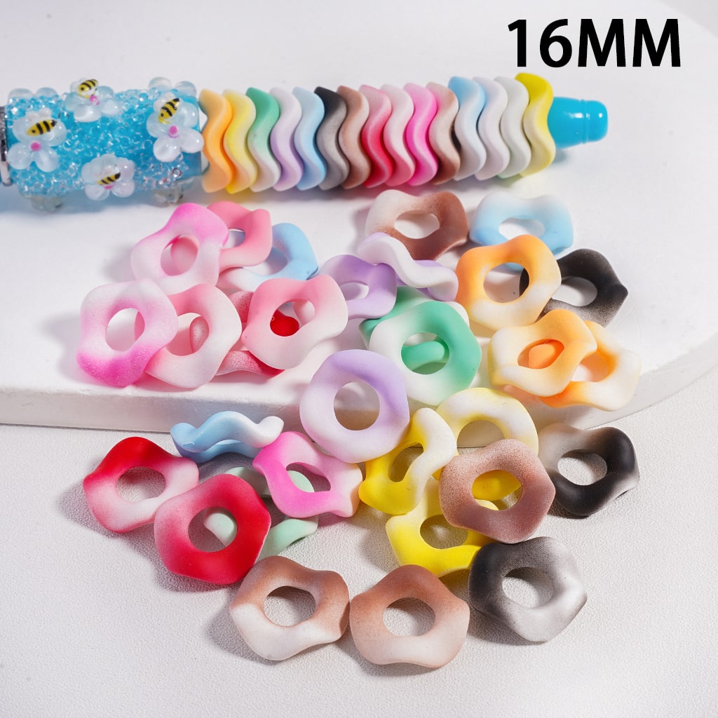 Ocean Waves Shape, Ombre Solid Color, Acrylic Spacer Beads 16MM