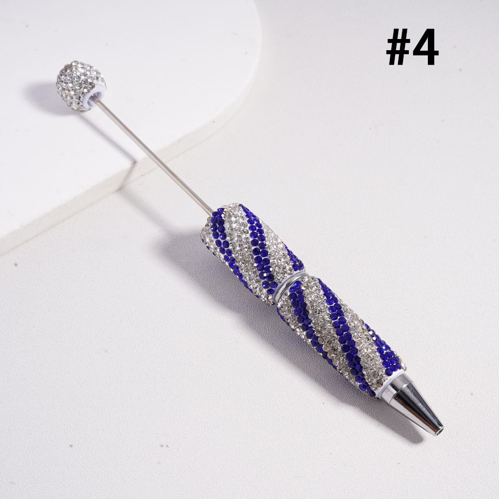 Oblique Stripe Double Color Rhinestones Fully Covered Beadable Clay Pen Ramdom Mix