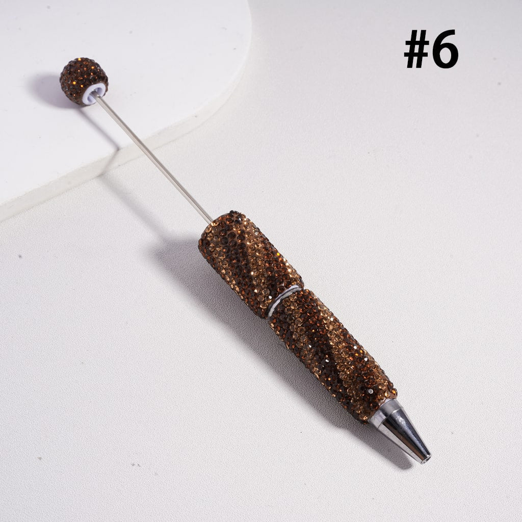 Oblique Stripe Double Color Rhinestones Fully Covered Beadable Clay Pen Ramdom Mix