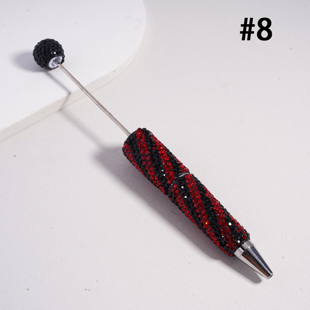 Oblique Stripe Double Color Rhinestones Fully Covered Beadable Clay Pen Ramdom Mix