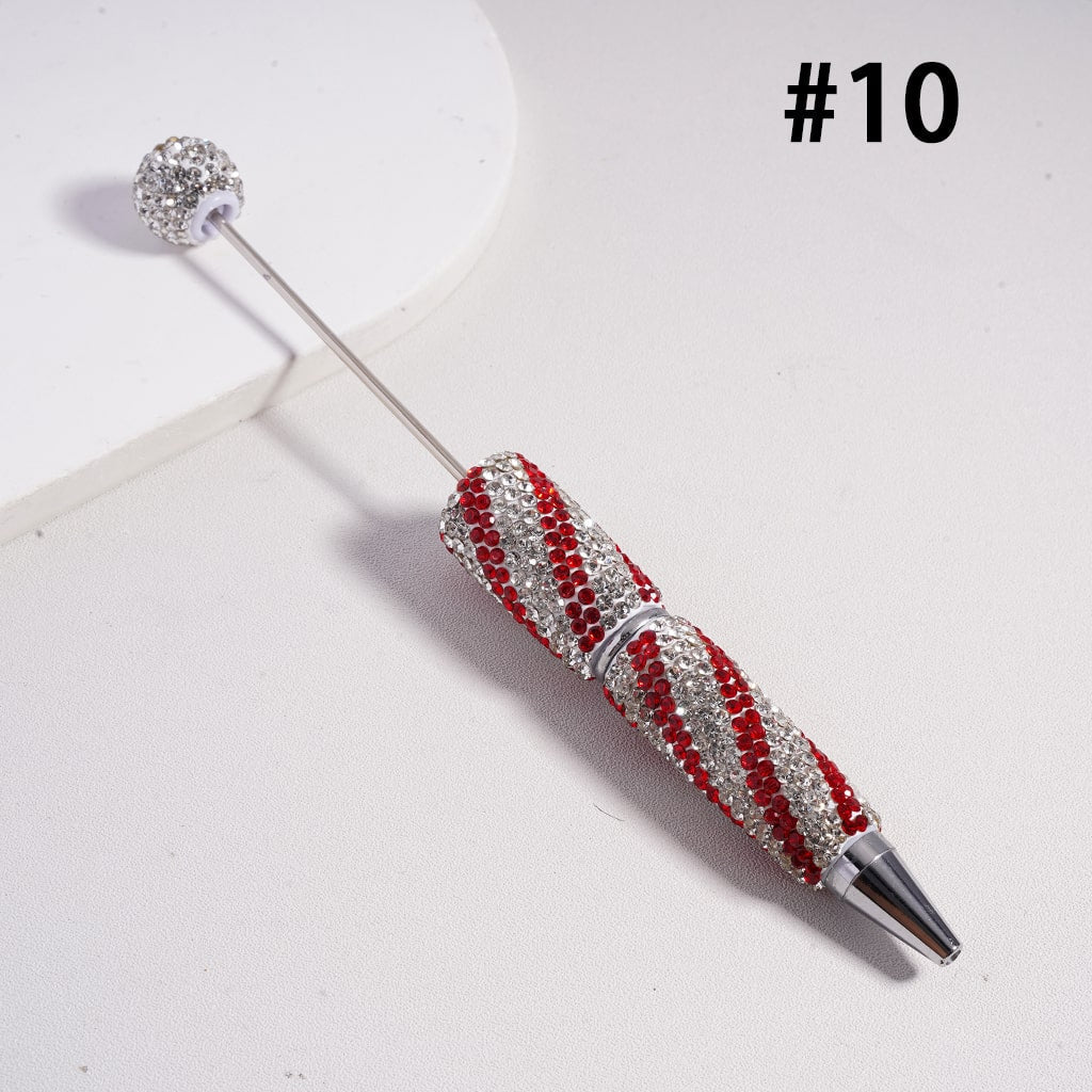 Oblique Stripe Double Color Rhinestones Fully Covered Beadable Clay Pen Ramdom Mix