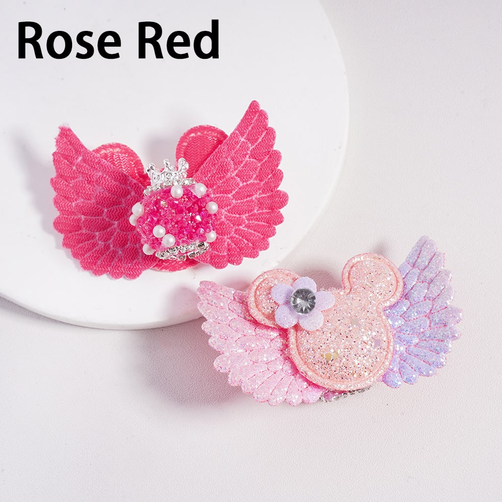 Royal Sugar Crown Glitter Fabric Wing Mouse Head Flower Sparkling Rhinestone & Pearl Charm Acrylic Beads