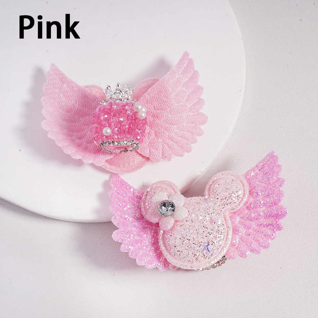 Royal Sugar Crown Glitter Fabric Wing Mouse Head Flower Sparkling Rhinestone & Pearl Charm Acrylic Beads