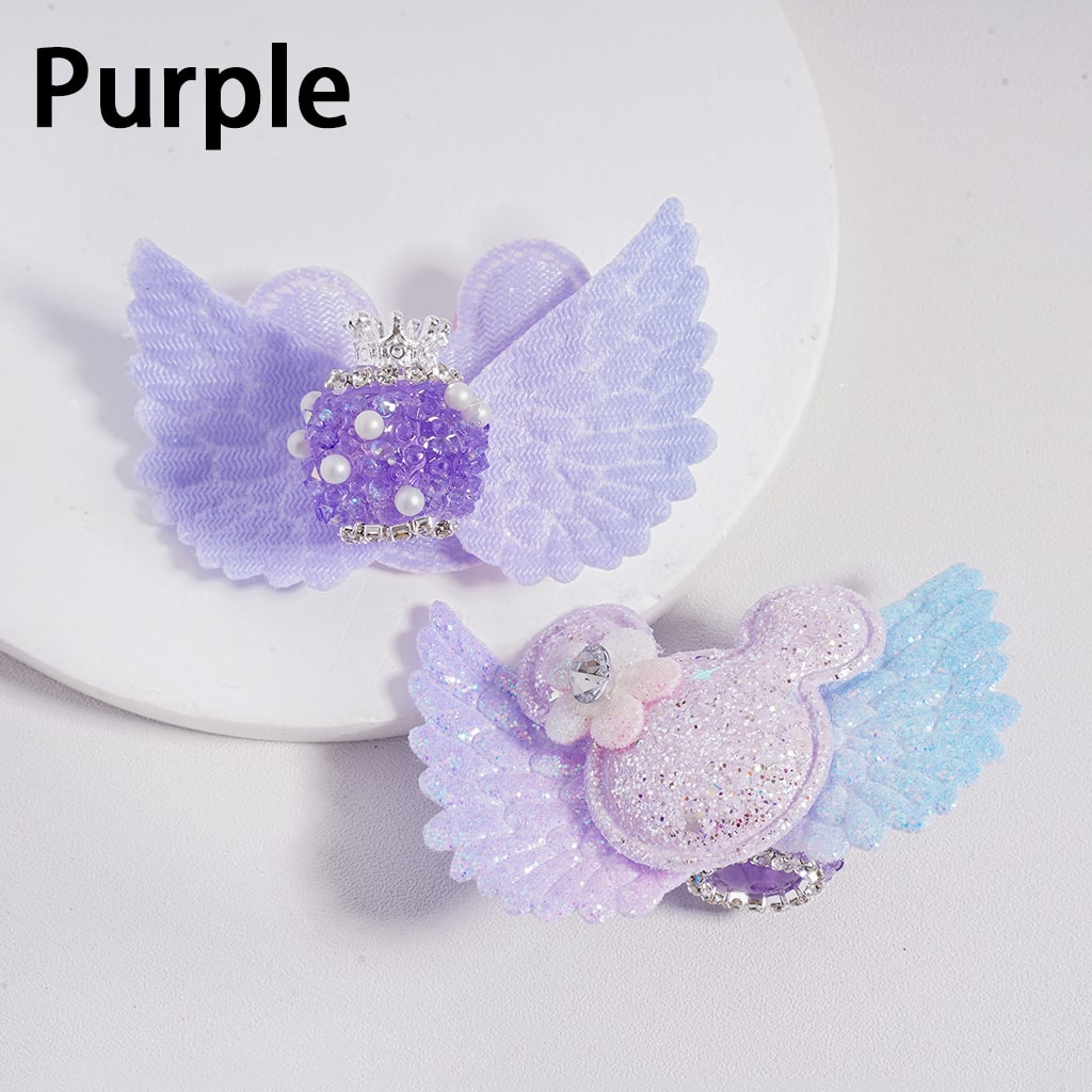 Royal Sugar Crown Glitter Fabric Wing Mouse Head Flower Sparkling Rhinestone & Pearl Charm Acrylic Beads