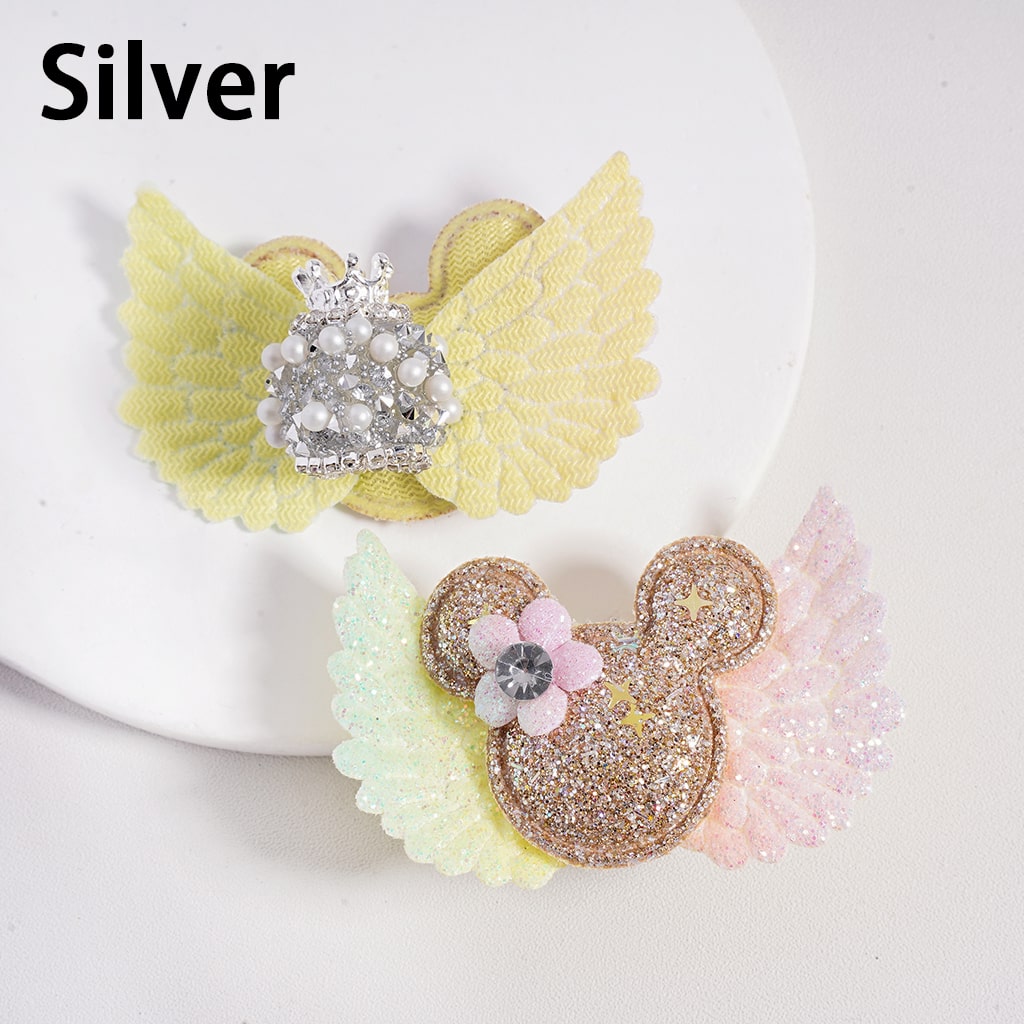Royal Sugar Crown Glitter Fabric Wing Mouse Head Flower Sparkling Rhinestone & Pearl Charm Acrylic Beads