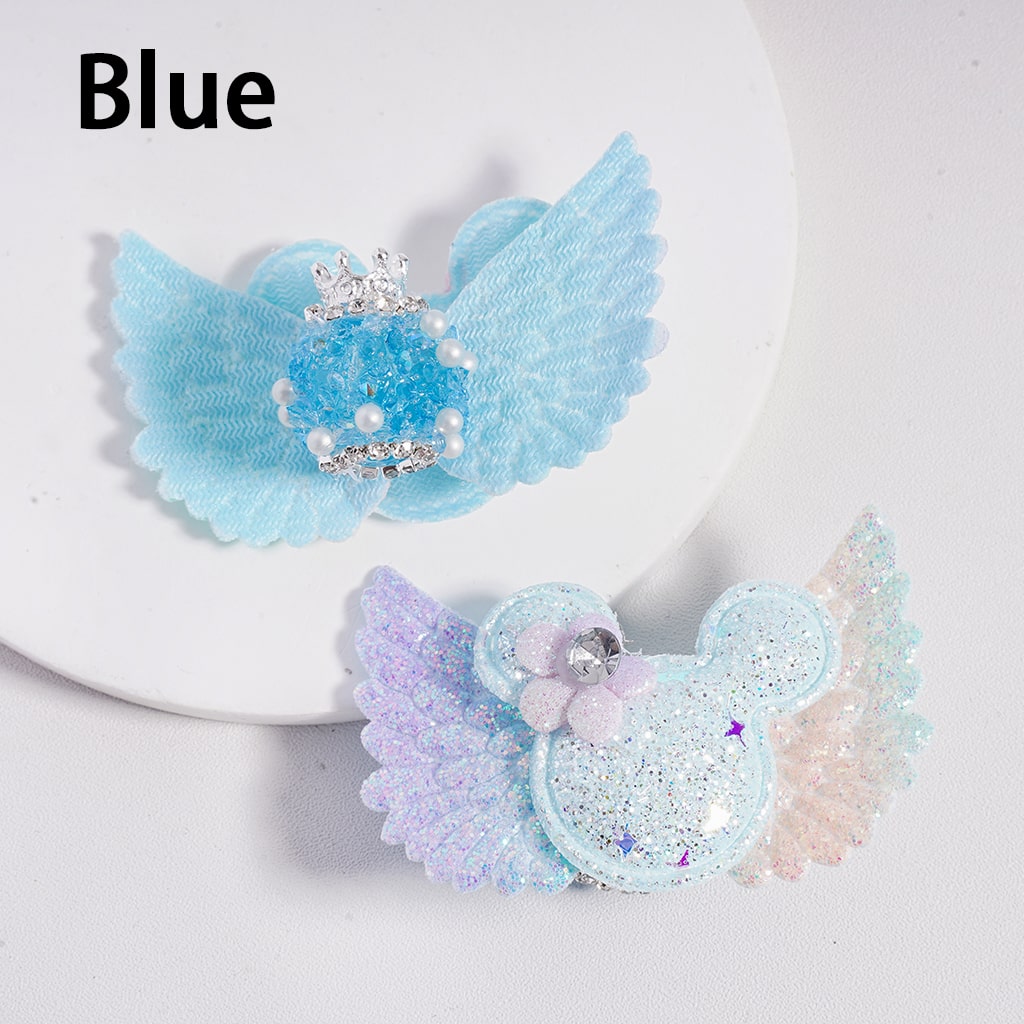 Royal Sugar Crown Glitter Fabric Wing Mouse Head Flower Sparkling Rhinestone & Pearl Charm Acrylic Beads