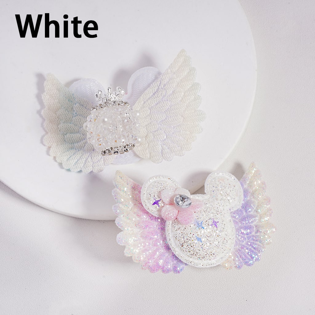 Royal Sugar Crown Glitter Fabric Wing Mouse Head Flower Sparkling Rhinestone & Pearl Charm Acrylic Beads