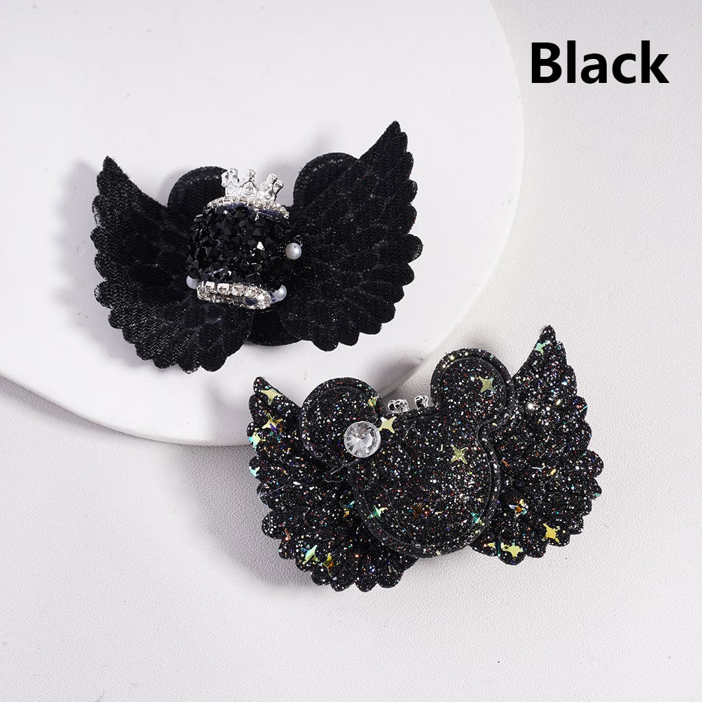 Royal Sugar Crown Glitter Fabric Wing Mouse Head Flower Sparkling Rhinestone & Pearl Charm Acrylic Beads