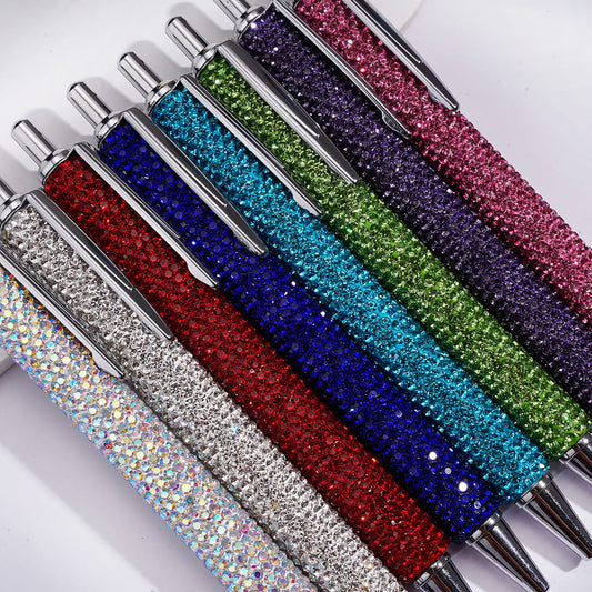 Rhinestone Covered Metal Ballpoint Clay Pens for Office & Gifts with Sparkling Rhinestones