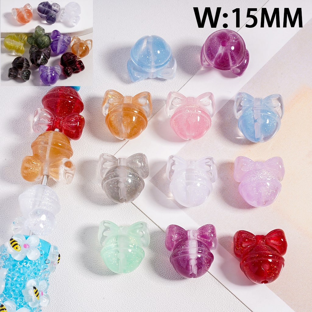 MoodShift Glitter Bow Bell Color Changing Acrylic Beads 15mm