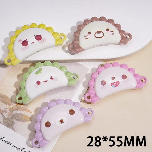 Jiaozi Shape in Various Cute Expressions Acrylic Beads Pendants, 28*55MM, Random Mix