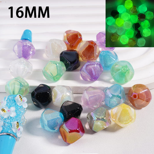 Glow Spinning Top with Gold Glitter Multi‑Color Acrylic Beads 16MM Random Mix