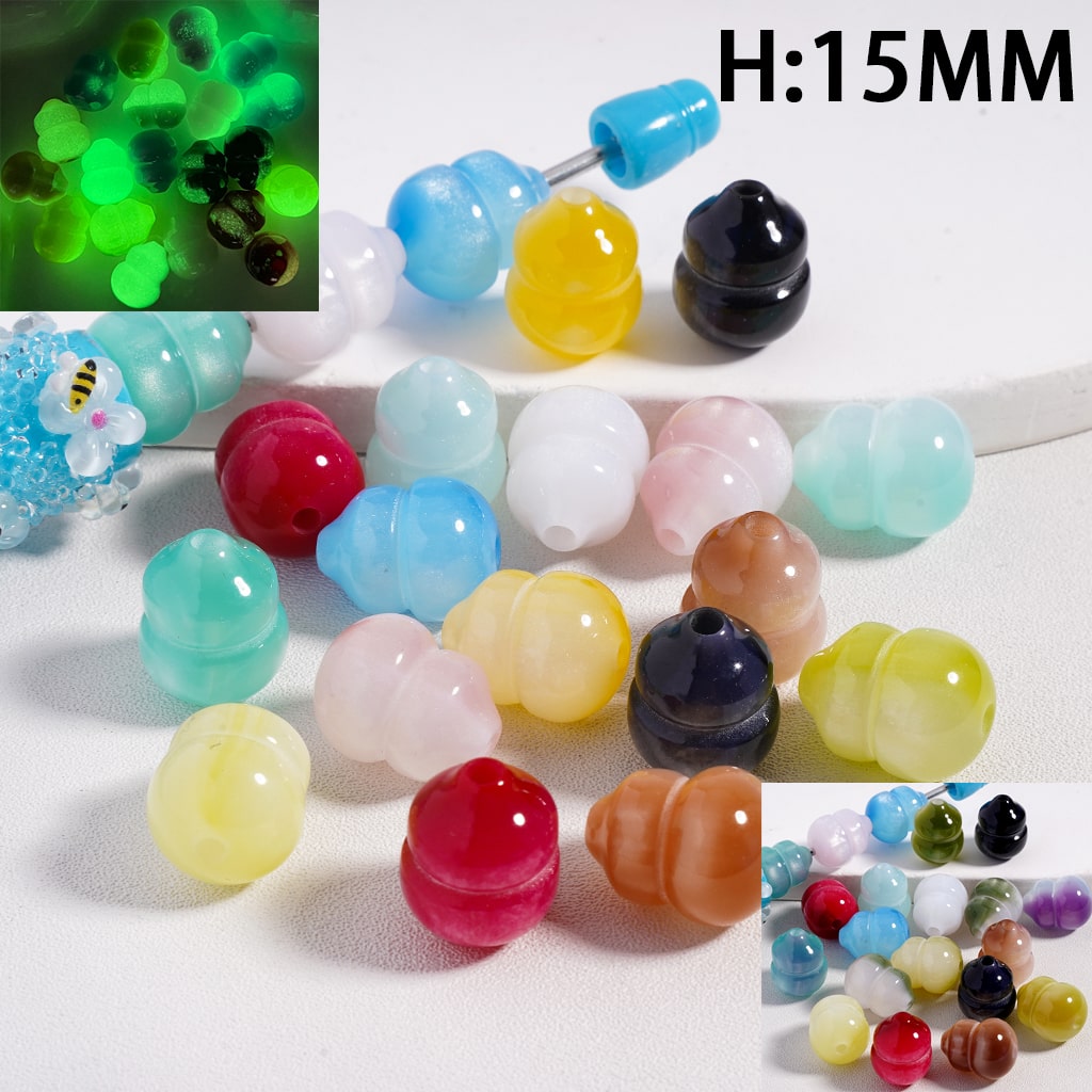 Luminous Glow in the Dark Mini Gourd Cat’s Eye Sold Color Acrylic Beads Height 15mm