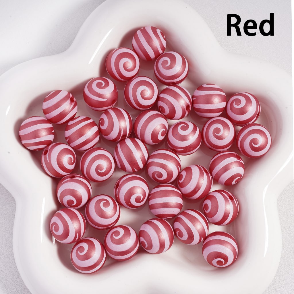 Frosted Matte with Lollipop Swirl Stripes Multi‑Color Round Acrylic Beads 16mm
