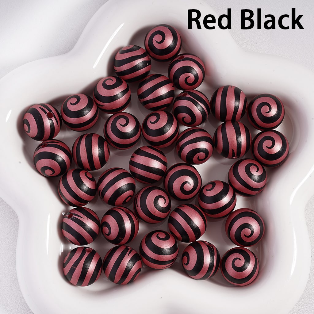 Frosted Matte with Lollipop Swirl Stripes Multi‑Color Round Acrylic Beads 16mm