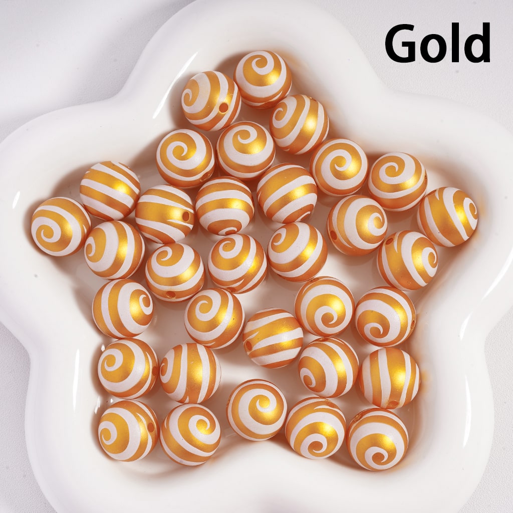 Frosted Matte with Lollipop Swirl Stripes Multi‑Color Round Acrylic Beads 16mm