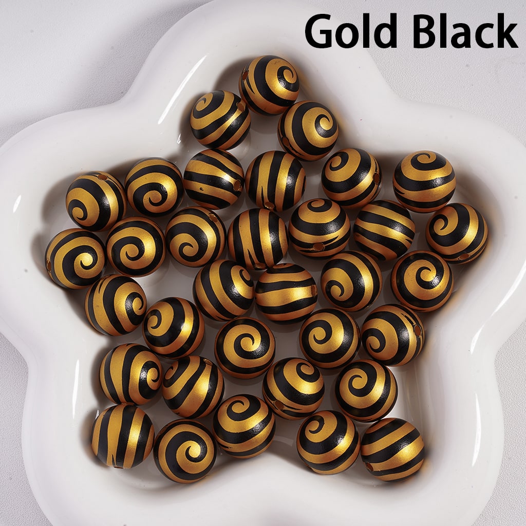 Frosted Matte with Lollipop Swirl Stripes Multi‑Color Round Acrylic Beads 16mm
