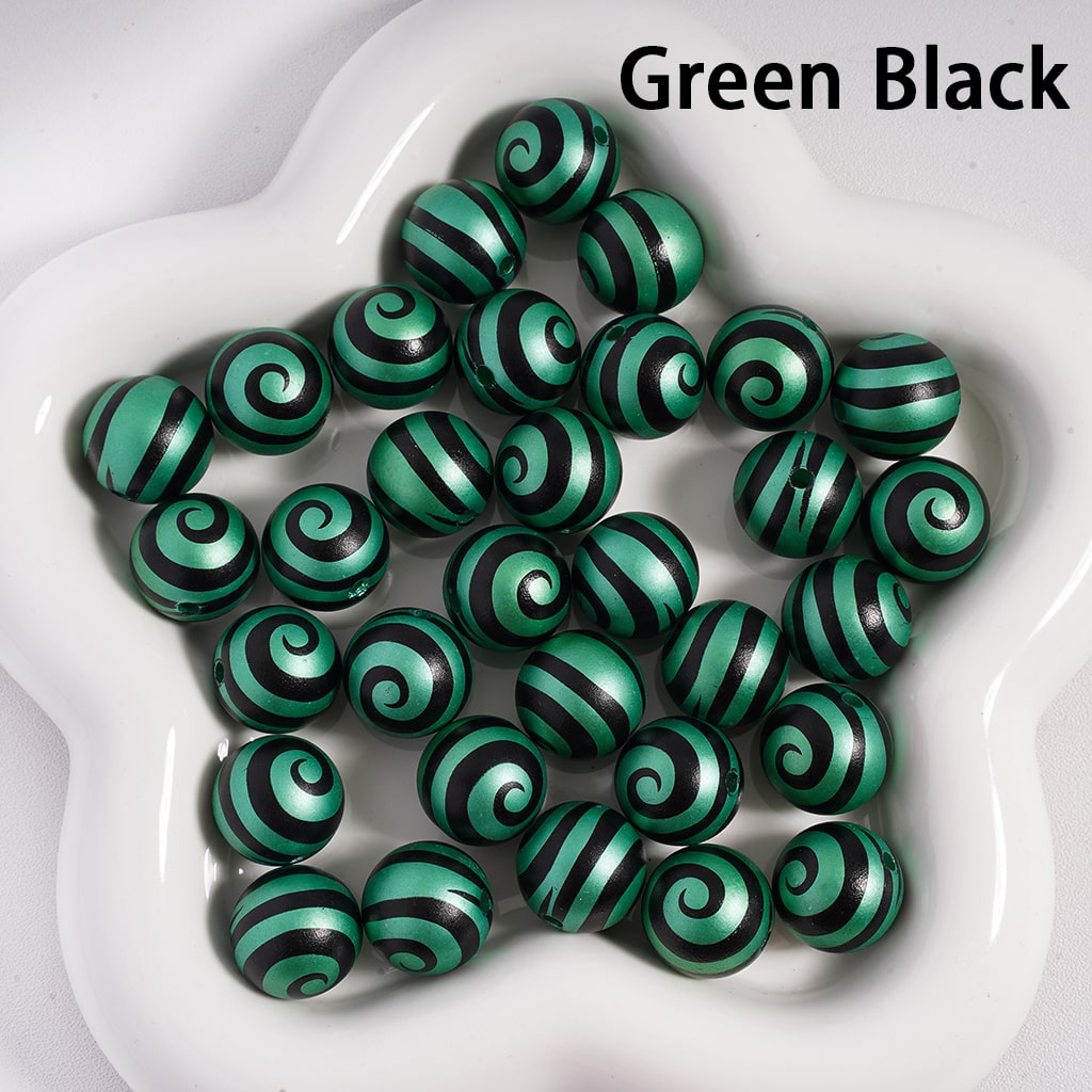 Frosted Matte with Lollipop Swirl Stripes Multi‑Color Round Acrylic Beads 16mm