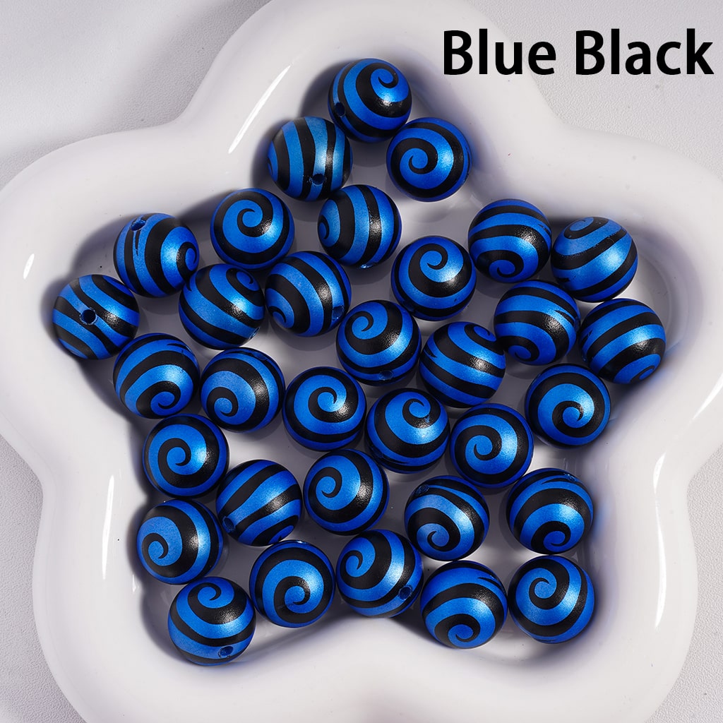Frosted Matte with Lollipop Swirl Stripes Multi‑Color Round Acrylic Beads 16mm