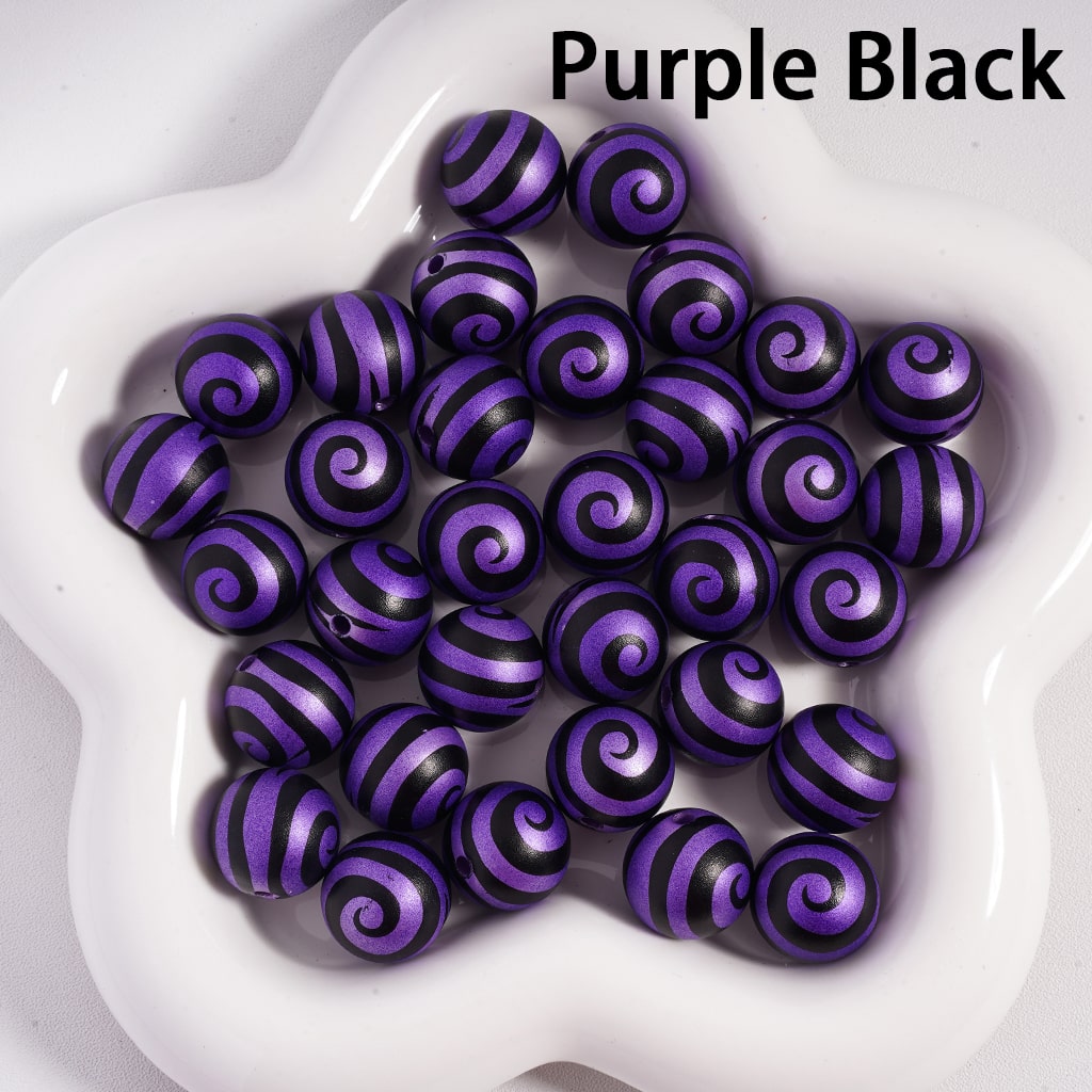 Frosted Matte with Lollipop Swirl Stripes Multi‑Color Round Acrylic Beads 16mm