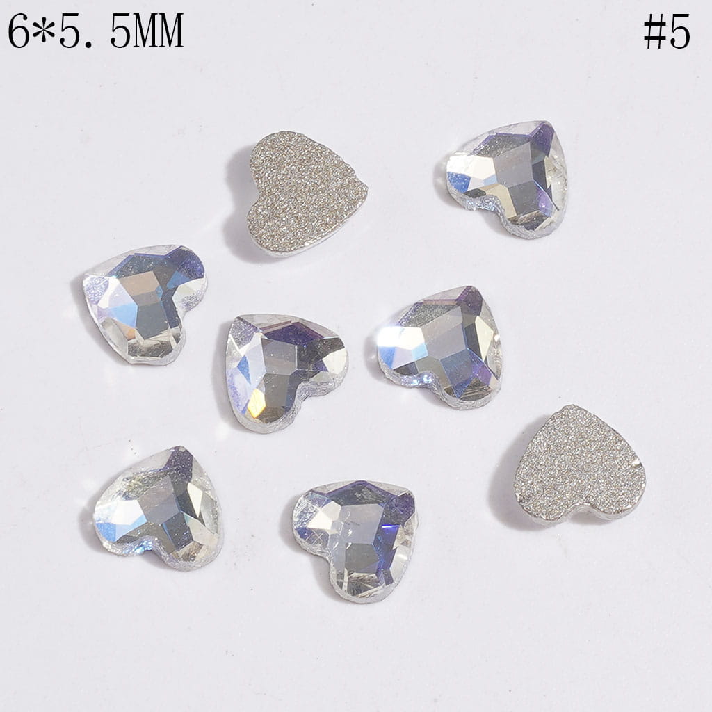 DIY Mini Heart Rhinestones for Beads, Jewelry Accessories, 6*5.5MM, Multi-Color