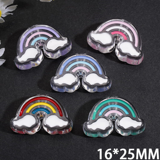 Transparent Rainbow Cloud Design in Various Colors Acrylic Beads 16*25MM, Random Mix