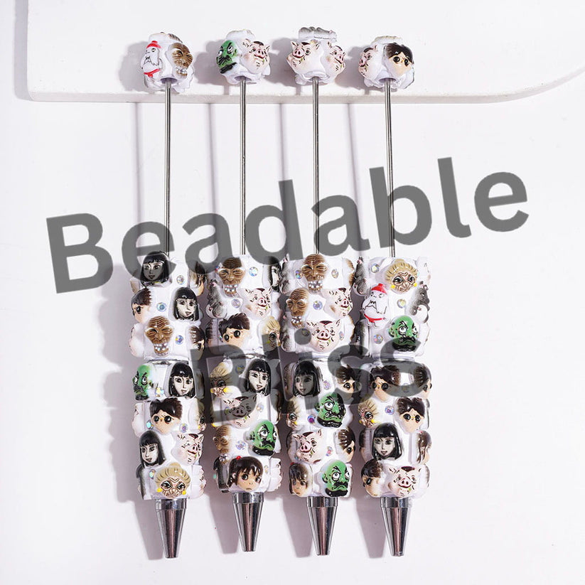 Beadable Clay Pens with Japanese Anime Cartoon Characters and AB Rhine ...