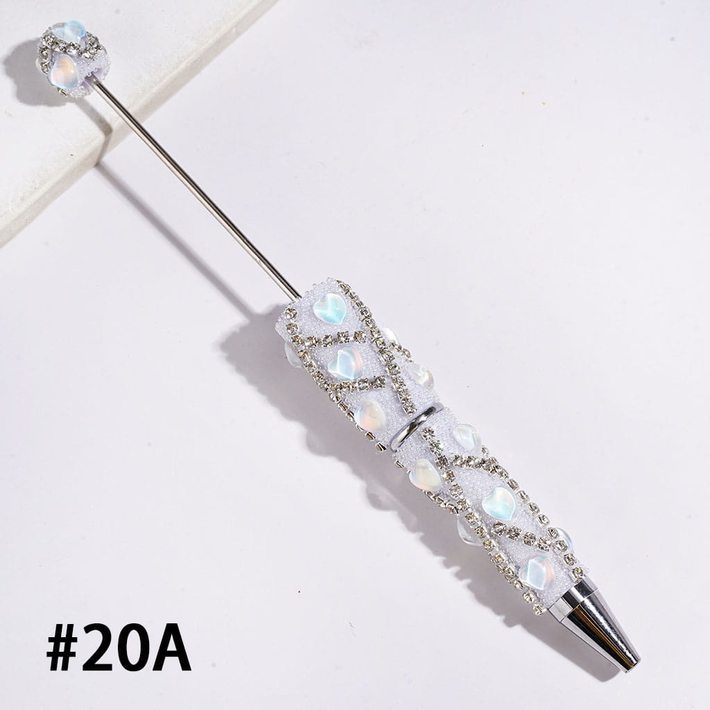 Beadable Clay Pens with Full Heart and "X" Shaped Clear Rhinestone Chains, Mini Iridescent Bubble Balls Covered Entire the Pens, Multi-Color