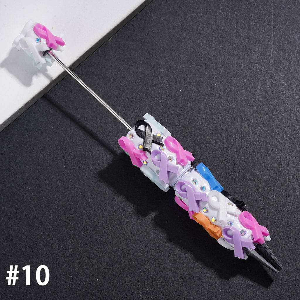 Multi-Color Cancer Awareness Ribbon Designs with Sparkling AB Rhinestone Beadable Clay Pen