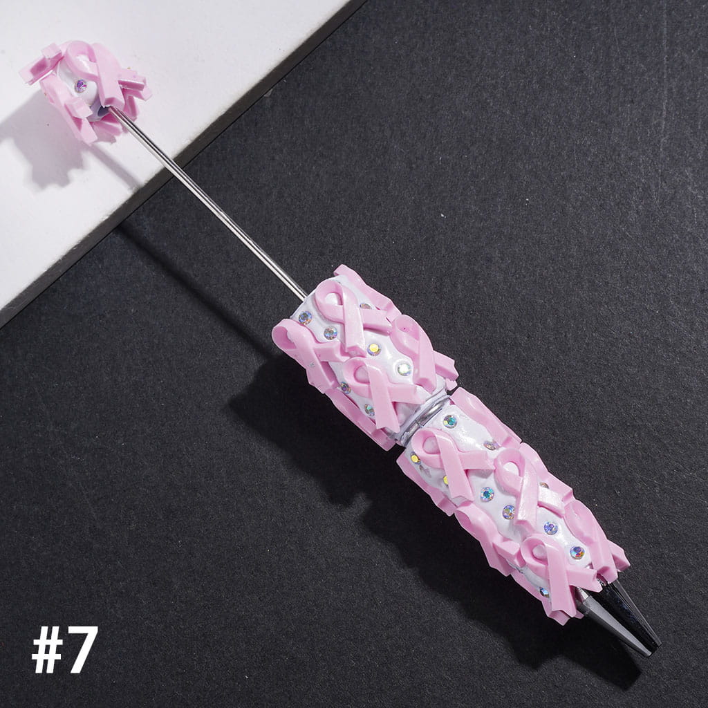 Multi-Color Cancer Awareness Ribbon Designs with Sparkling AB Rhinestone Beadable Clay Pen