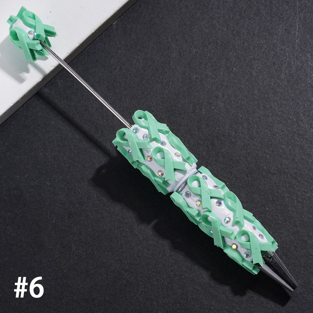 Multi-Color Cancer Awareness Ribbon Designs with Sparkling AB Rhinestone Beadable Clay Pen