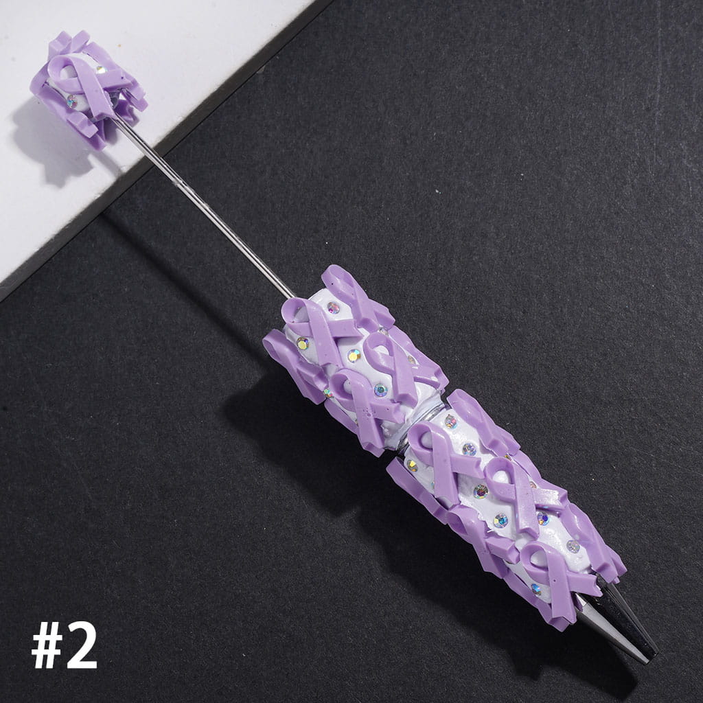 Multi-Color Cancer Awareness Ribbon Designs with Sparkling AB Rhinestone Beadable Clay Pen