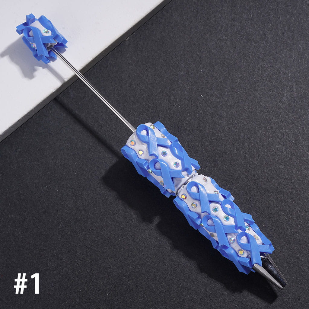 Multi-Color Cancer Awareness Ribbon Designs with Sparkling AB Rhinestone Beadable Clay Pen