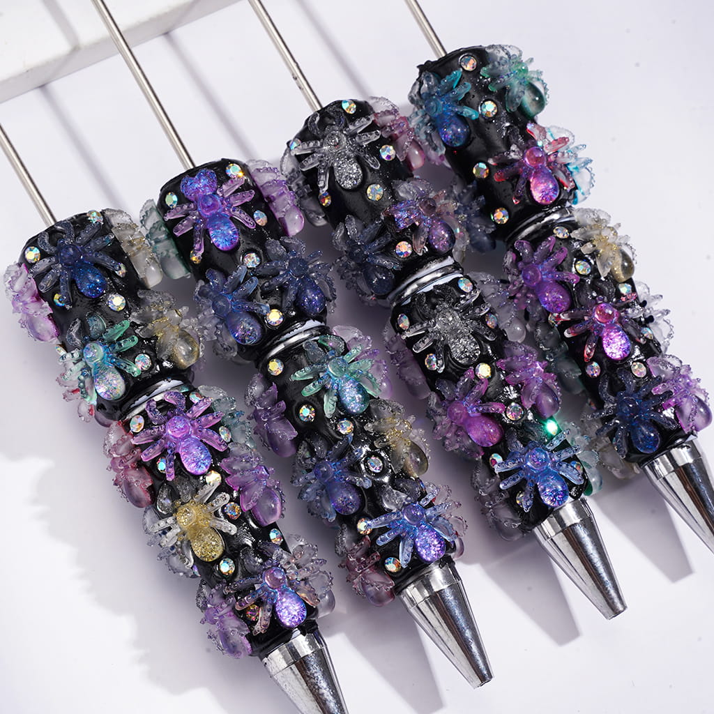 Spooky Glitter Spider with Sparkling AB Rhinestones, White and Black P ...