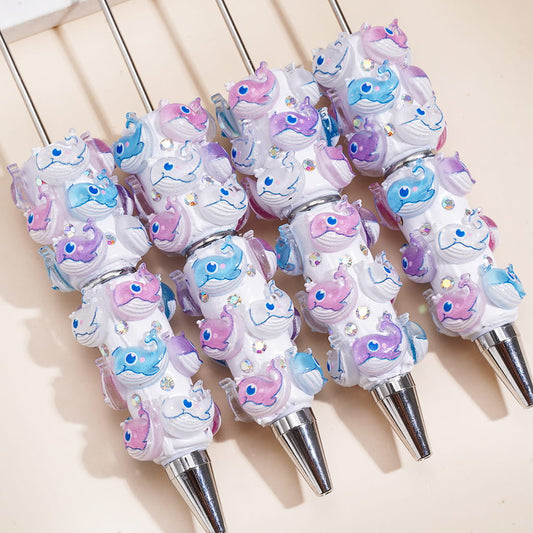 Charming Ocean Whale Character in Various Colors with AB Rhinestones Beadable Clay Pens