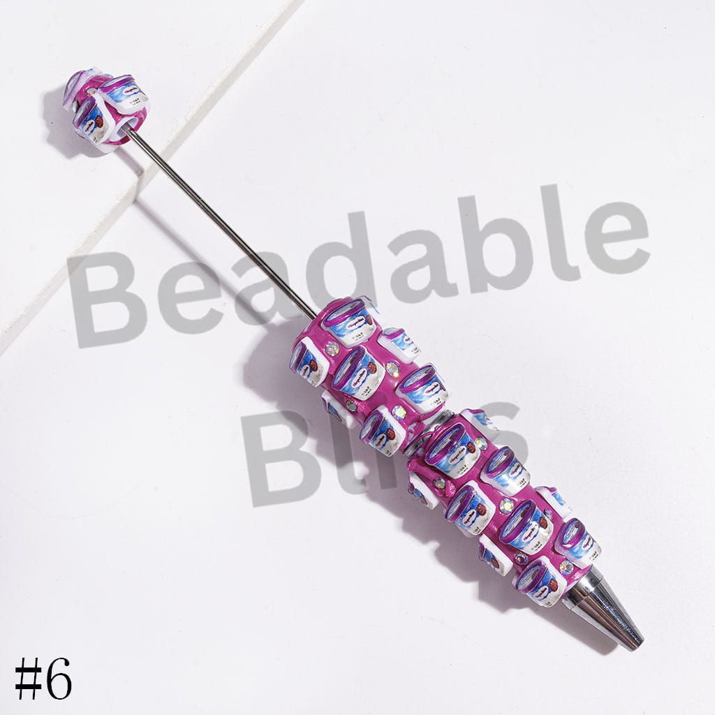 Beadable Clay Pens with Diverse Flavored Ice-cream and AB Rhinestones, Multi-Color