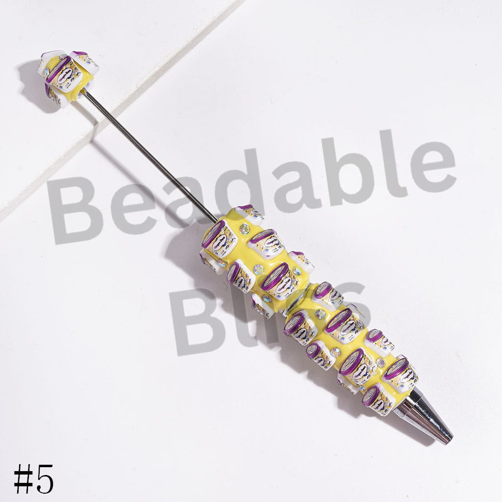 Beadable Clay Pens with Diverse Flavored Ice-cream and AB Rhinestones, Multi-Color