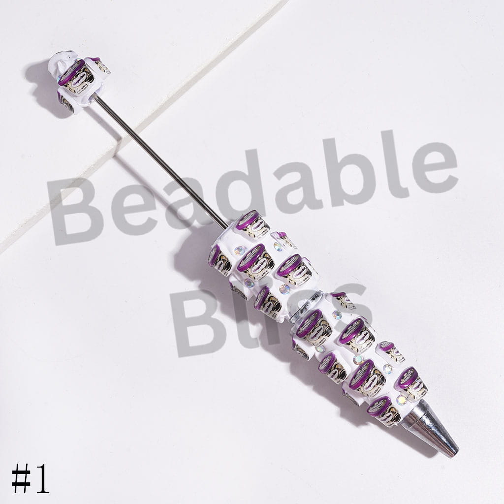 Beadable Clay Pens with Diverse Flavored Ice-cream and AB Rhinestones, Multi-Color