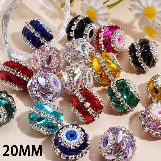 Elegant Marquise Cut Rhinestones, Clear Rhinestone Chains and White Pearl Trim Handmade Acrylic Beads Multi-Color