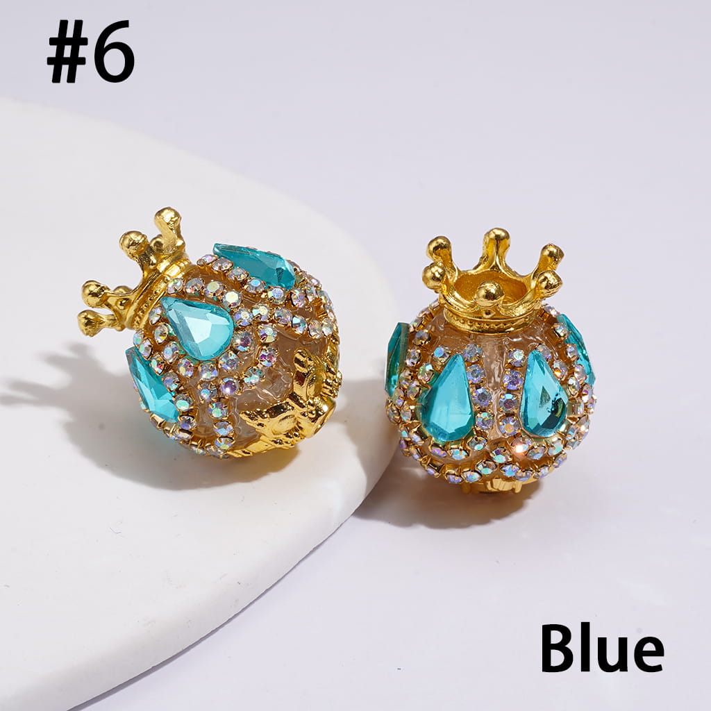 Handmade Acrylic Beads with Gold Crown, Teardrop AB Rhinestones and Crystal Chain, 18×22MM, Multi-Color