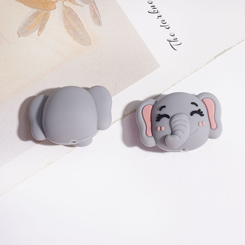 3D Cute Animal Head Silicone Focal Beads, Zebra & Tiger & Lion & Elephant & Giraffe