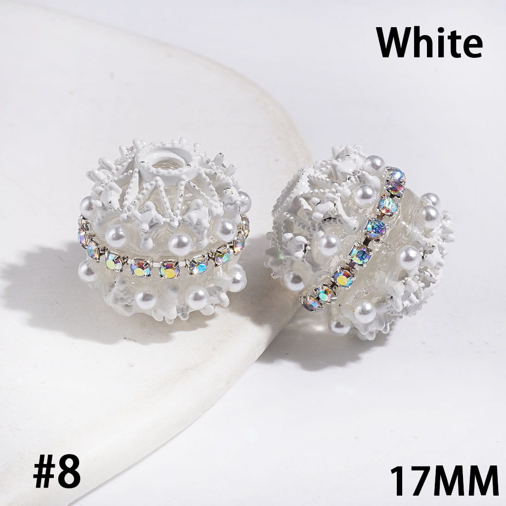 Hand-Made Double-Layer Pearl with Metal Spacers, Sparkling AB Rhinestones Chain Acrylic Beads, 17MM, Multi-Color