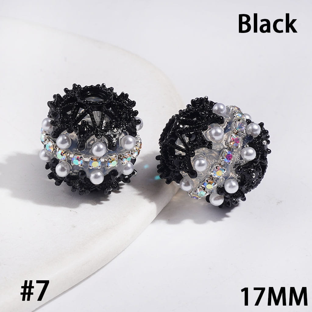 Hand-Made Double-Layer Pearl with Metal Spacers, Sparkling AB Rhinestones Chain Acrylic Beads, 17MM, Multi-Color