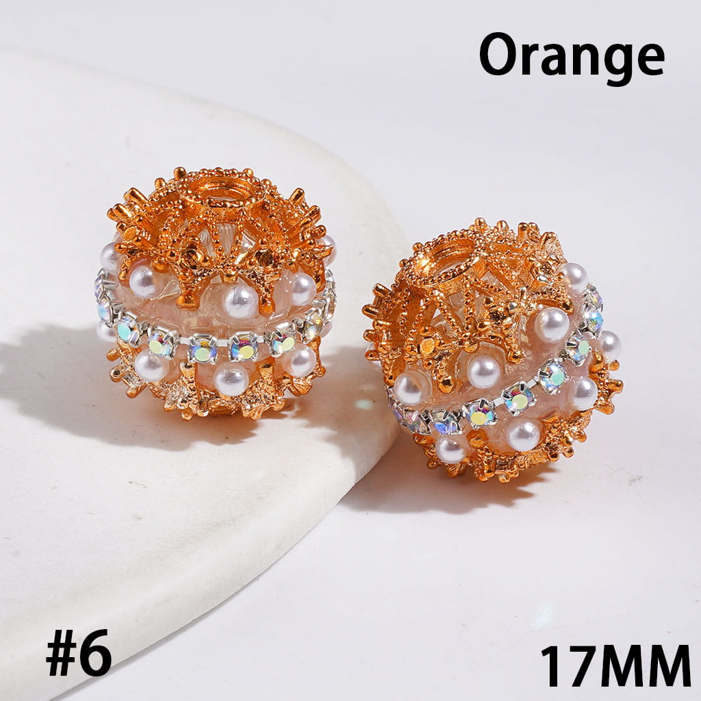 Hand-Made Double-Layer Pearl with Metal Spacers, Sparkling AB Rhinestones Chain Acrylic Beads, 17MM, Multi-Color