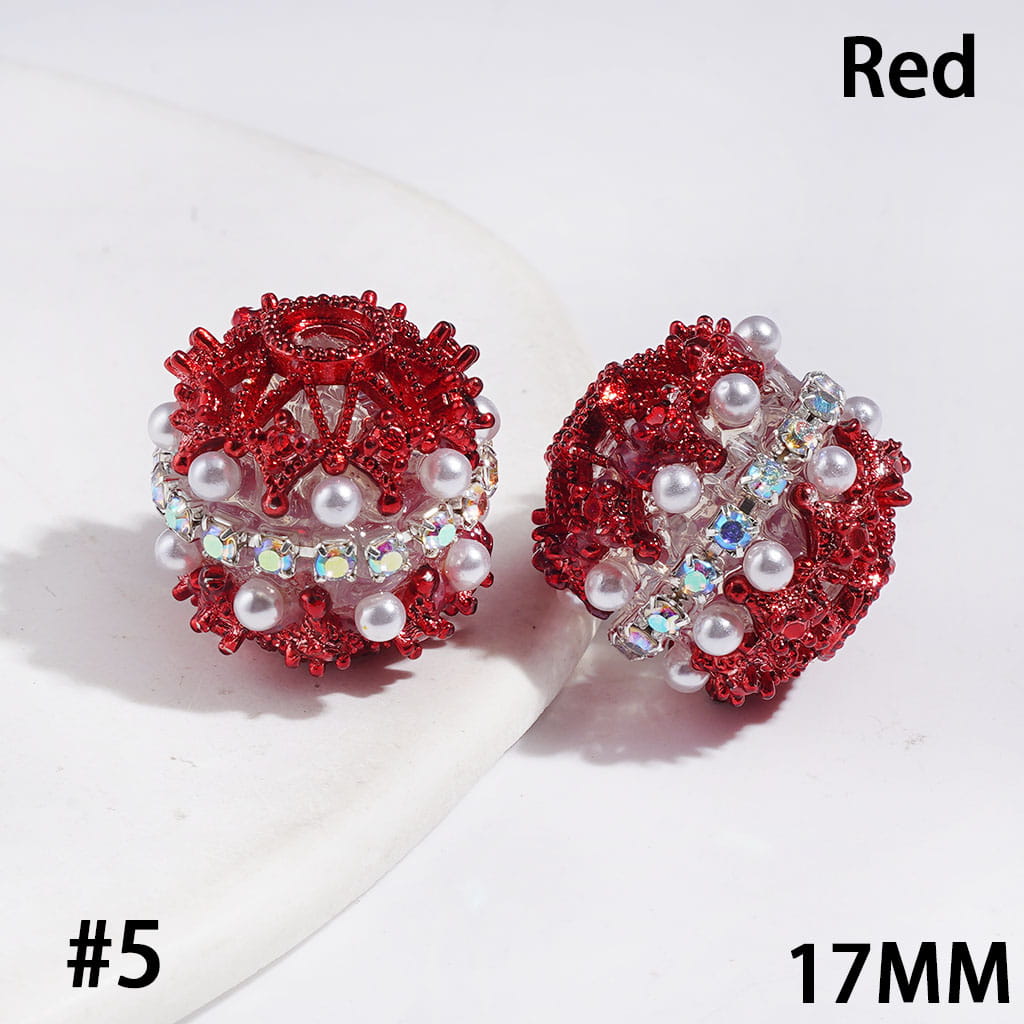 Hand-Made Double-Layer Pearl with Metal Spacers, Sparkling AB Rhinestones Chain Acrylic Beads, 17MM, Multi-Color