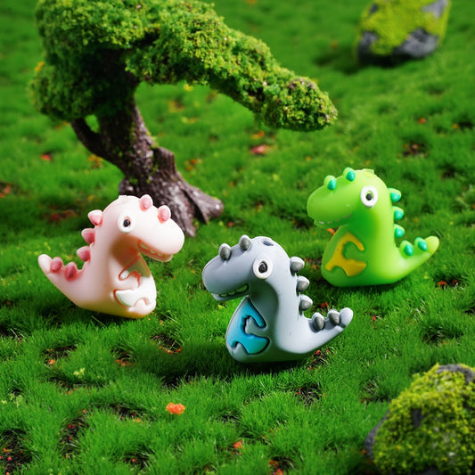 3D Cute Mini Baby Dinosaurs in Various Colors Silicone Focal Beads Random Mix