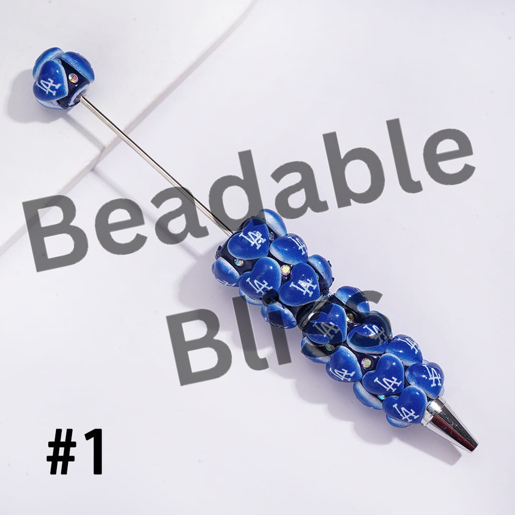 Beadable Clay Pens with American Baseball and Football Team Series and AB Rhinestones