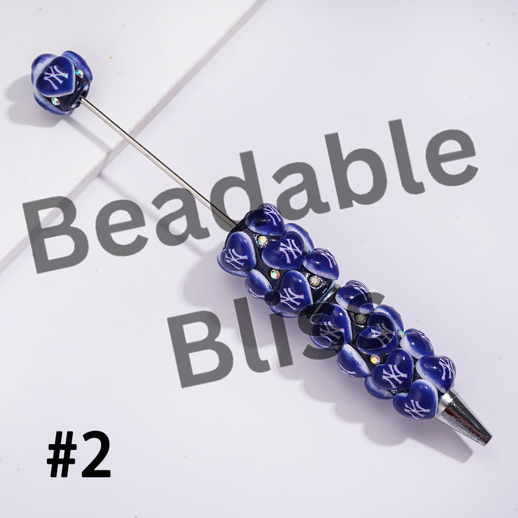Beadable Clay Pens with American Baseball and Football Team Series and AB Rhinestones