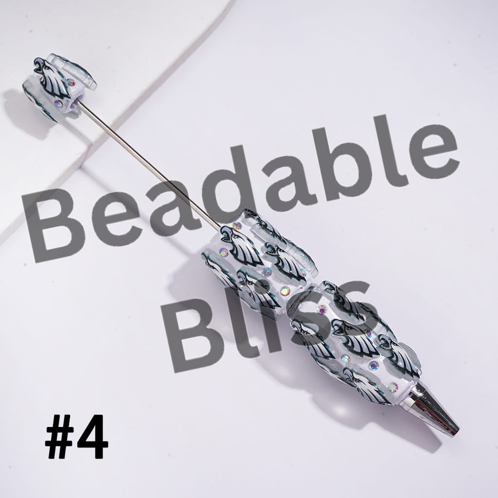 Beadable Clay Pens with Heart in American Baseball and Football Team Series and AB Rhinestones