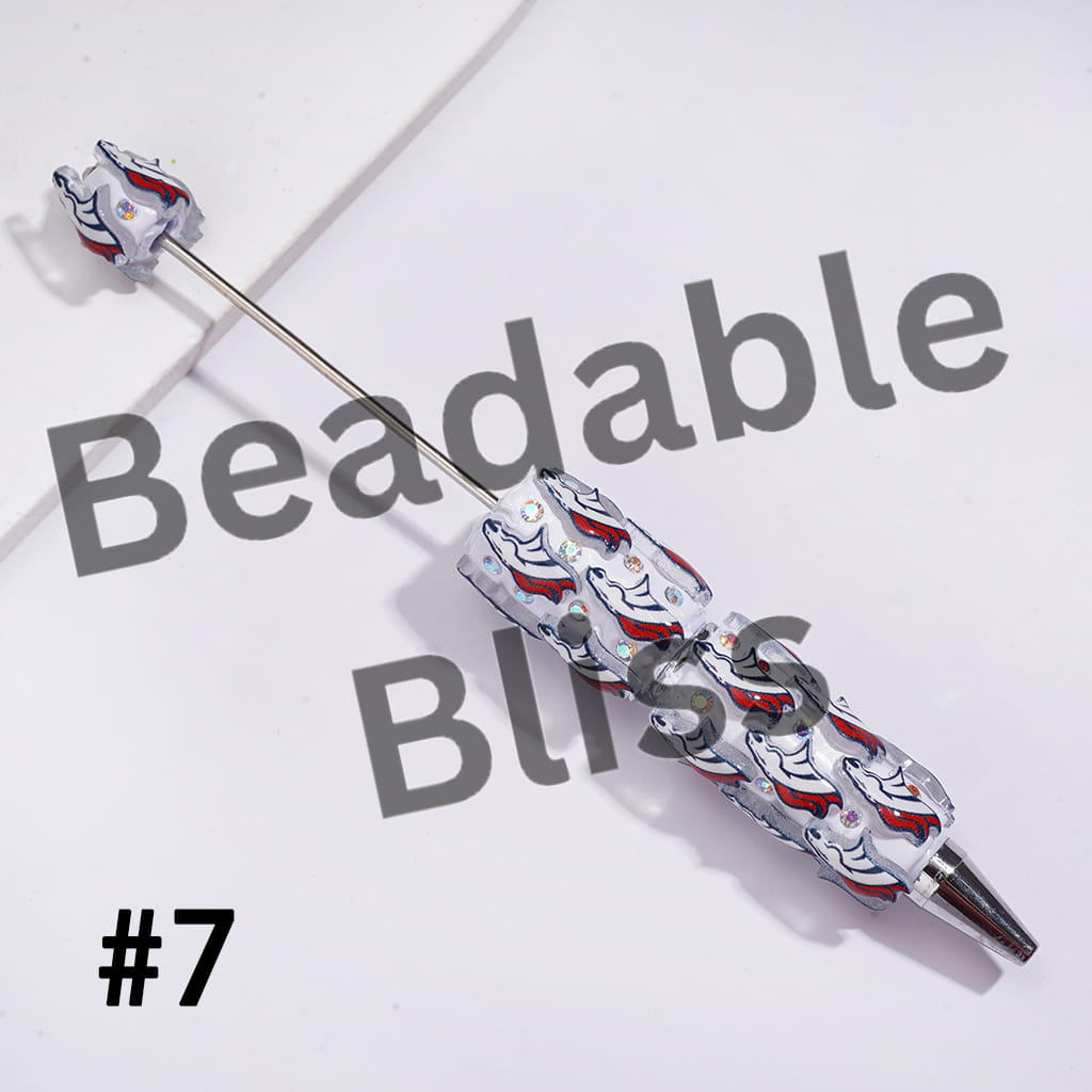 Beadable Clay Pens with Heart in American Baseball and Football Team Series and AB Rhinestones